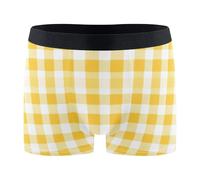 Boxers Trunks pour Homme Vichy blanc et jaune Calecon Homme Boxer | Doux Boxer Confortable Calecon Léger Voyage Sport