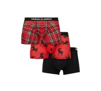 Urban Classics Caleçon boxeur Lot de 3 Homme Rouge à carreaux / Moose AOP / BLK Taille S