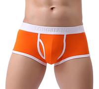 Boxeur Masculin Bulge Solid Underwear Briefs Mens Underpants Shorts sous-vêtements pour Hommes Ensemble Pyjama Jeunes(Orange,XL)