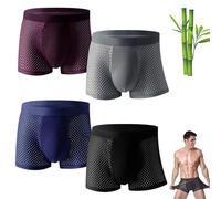 Boxhero Caleçon en Fibre De Bambou, Boxer Sous-vêtements Évacuant L'humidité, Confortable Doux Respirant (L, 4 Mélanger)