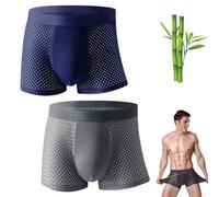 Boxhero Caleçon en Fibre De Bambou, Boxer Sous-vêtements Évacuant L'humidité, Confortable Doux Respirant (XL, Bleu-Gris)
