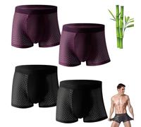 Boxhero Caleçon en Fibre De Bambou, Sous-Vêtements Évacuant L'humidité, Boxer Confortable Doux Respirant (3XL, 4 mcx Vin Noir)