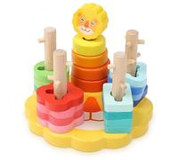 Boxiki kids Jouets Montessori en Bois à Empiler de Trieur de Formes Colorées. Jouets en Bois pour Le Développement Précoce et la Motricité Fine, Puzzles pour Garçons et Filles de 1, 2 et 3 Ans (Lion)