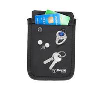 Boxiki Travel Pochette Soutien-Gorge Voyage Noir - Cache Billet Femme Anti-Vol avec Sangle Réglable et Double Fermeture Pression, Pochette Secrète sous Vêtements pour Cartes, Espèces et Passeport