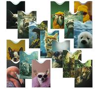 Boxiki Travel Protection Carte Bancaire RFID 15 Etuis Animaux - Protege Carte Bancaire avec Designs Photographiques Animaliers Uniques, Construction 4 Couches Aluminium, Ultra-Fin Moins de 1mm