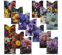 Boxiki Travel Protection Carte Bancaire RFID 15 Etuis Fleurs - Protege Carte Bancaire avec Designs Photographiques Floraux Uniques, Construction 4 Couches Aluminium, Ultra-Fin Moins de 1mm