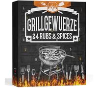 Boxiland Calendrier barbecue Calendrier de l'avent barbecue 2021 I Calendrier de l'avent barbecue pour les amateurs de grillades I 24 spécialités d'épices fines I coffret cadeau, Noir