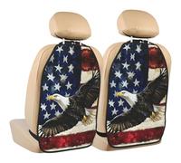 BOXILTD American Eagle Lot de 2 protecteurs de siège arrière de voiture avec organiseur, protections intérieures universelles pour voiture, noir