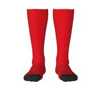 BOXILTD Chaussettes montantes noires avec drapeaux de la Sarre pour homme et femme - Chaussettes longues en coton blanc pour bottes de sport de plein air décontractées, Couleur rouge pure, taille