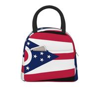 BOXILTD Grand sac à déjeuner isotherme avec drapeau de l'État de l'Ohio - Sac isotherme portable pour le travail, le pique-nique et l'utilisation en extérieur - Noir