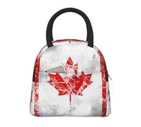 BOXILTD Grand sac à déjeuner isotherme rétro avec drapeau du Canada - Sac isotherme portable pour travail, pique-nique et utilisation en extérieur Noir