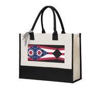 BOXILTD Grand sac fourre-tout en toile avec drapeau de l'État de l'Ohio - Sac à main pour femme, sac fourre-tout polyvalent en toile pour un usage quotidien, Drapeau de l'État de l'Ohio, Taille unique