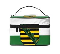 BOXILTD Grande trousse de maquillage pour femme avec drapeau de la Caroline du Sud - Trousse de maquillage de voyage pour la maison, la salle de sport et les longs voyages, noir, Drapeau de la Saxe