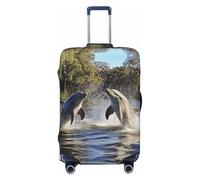 BOXILTD Housse de protection pour bagage de voyage avec les dauphins - Convient aux bagages de 45,7 à 81,3 cm, noir, violet, rouge, noir, X-Large