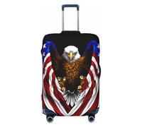 BOXILTD Housse de protection pour bagage de voyage motif aigle patriotique des États-Unis - Housse de protection pour valise de 45,7 à 81,3 cm, noir, violet, rouge, Noir/blanc, Medium