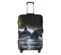 BOXILTD Housse de protection pour bagage de voyage Motif trois dauphins - Housse de protection pour valise de 45,7 à 81,3 cm, noir, violet, rouge, noir, Small