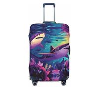BOXILTD Housse de protection pour bagages de voyage Motif requin des mers profondes - Housse de protection pour valise de 45,7 à 81,3 cm, noir, violet, rouge, noir, Small