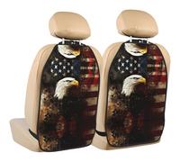 BOXILTD North American Eagle Lot de 2 protections intérieures universelles pour siège arrière de voiture - Tapis de protection avec organiseur, noir