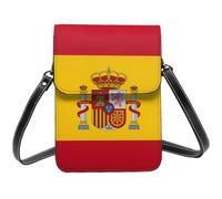 BOXILTD Petit sac à bandoulière avec motif drapeau espagnol pour femme - Mini sac à main à bandoulière avec emplacements pour cartes de crédit, sac à main pour téléphone portable, noir