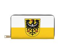 BOXILTD Portefeuille en cuir avec drapeau de la Caroline du Sud pour homme et femme - Long portefeuille à fermeture éclair, grande capacité, porte-cartes de crédit, Drapeau Silésie, One Size