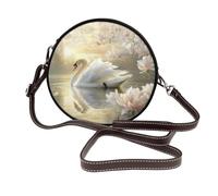 BOXILTD Sac à bandoulière en cuir avec sangle réglable, parfait pour le travail, les voyages et le shopping, Cygne sous le coucher du soleil, Taille unique