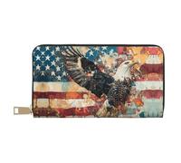 BOXILTD Soaring Eagle Portefeuille en cuir pour homme et femme - Long portefeuille à fermeture éclair, grande capacité avec porte-cartes de crédit, Autour des palombes, One Size, 1