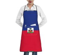 BOXILTD Tablier de chef drapeau haïtien pour homme et femme - Tablier de chef de cuisine imperméable avec poches, parfait pour la cuisine, le salon et plus encore