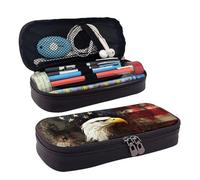 BOXILTD Trousse à crayons en cuir avec motif aigle nord-américain - Trousse multifonction avec fermeture éclair, un joli porte-stylo adapté pour le travail