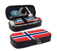 BOXILTD Trousse à crayons en cuir avec motif drapeau norvégien - Trousse multifonction avec fermeture éclair, un joli porte-stylo adapté pour le travail