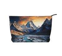 BOXILTD Trousse de maquillage en forme de cygne dans l'eau - Trousse de maquillage de voyage souple, compacte avec fermeture éclair, idéale pour les essentiels, Montagne enneigée spectaculaire, One
