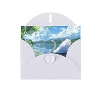 BOXILTD White Swan on the Lake Cartes de vœux - Cartes de Noël, cartes d'anniversaire et cartes de remerciement avec enveloppes pour toutes les occasions