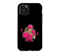 Boxing Black African American Fight Breast Cancer Ribbon Coque pour iPhone 11 Pro