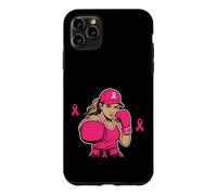 Boxing Black African American Fight Breast Cancer Ribbon Coque pour iPhone 11 Pro Max