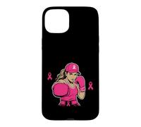 Boxing Black African American Fight Breast Cancer Ribbon Coque pour iPhone 15 Plus