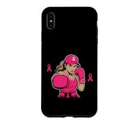 Boxing Black African American Fight Breast Cancer Ribbon Coque pour iPhone XS Max