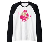 Boxing Black African American Fight Breast Cancer Ribbon Manche Raglan