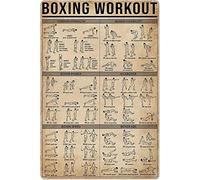 Boxing Knowledge - Plaque en métal - Guide d'exercices d'entraînement de boxe - Décoration d'intérieur vintage - Affiche décorative - Décoration murale - 20,3 x 30,5 cm