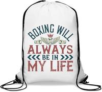 Boxing will always be in my life Sac de sport décontracté avec cordon de serrage Blanc