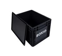 BOXIO - SOLO : Boîte de rangement avec couvercle - Eurobox 40x30x28 cm - boîte de transport en plastique pour le camping, le bateau, la cave ou le jardin - empilable avec d'autres bacs norme Europe