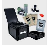 BOXIO Toilette Sèche Portable Séparateur d’Urine - WC Portable pour Voyages, Bateaux, Déplacements, Jardin, Camping-Car | Toilette Sèche Camping Compact : 40 x 30 x 28 cm, Noir