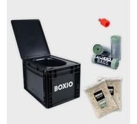 BOXIO Toilette Sèche Portable Séparateur d’Urine - WC Portable pour Voyages, Bateaux, Déplacements, Jardin, Camping-Car | Toilette Sèche Camping Compact : 40 x 30 x 28 cm, Noir