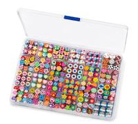 BOXIZ Kit de perles en argile polymère 24 styles mignons amusants avec fleur, papillon, cœur, lettre, poney pour fabrication de bracelets, colliers