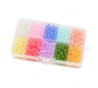 BOXIZ Kit de rangement de compartiments : ensemble de perles de verre dans une boîte colorée - en vrac pour la fabrication de bracelets, colliers et bijoux - Sat B
