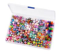 BOXIZ Lot de 700 perles en argile polymère - 24 styles mignons et amusants - Motif fleur, papillon, cœur, lettre, poney - Pour fabrication de bracelets et colliers - 700 pièces