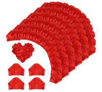 BOXOB 100 Pétales Rose en Ruban de Satin Préfabriqués, Pétales Rose Artificiels à Moitié Finis pour Bouquets de Fleurs Éternelles et Art Floral pour Mariages Anniversaires (Rouge)