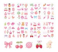 BOXOB 100 Pièces Autocollants Nœud Rose, Autocollants Esthétiques pour Ordinateur Portable Bouteille d'Eau Étui Téléphone Décoration de Journal Cadeaux Girly Mignons pour Scrapbooking Imperméables