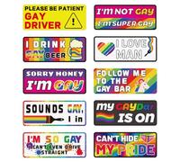 BOXOB 10pcs Autocollants Amusants pour Pare-Chocs Gays, Autocollant Magnétiques Étanches Voiture Autocollant LGBT Autocollants Réfléchissants Arc-En-Ciel pour Véhicules et Camions