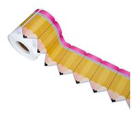 BOXOB 18m Crayon Rouleau Bordures Autocollantes Tableau D'affichage Classe, Papier Crayon Découpes Décoration pour D'affichage de Rentrée Scolaire pour Tableau Noir de Bureau