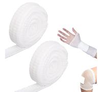 BOXOB 2 Rouleaux Bandage Tubulaire, 2,5x220cm Bandage Tubulaire en Filet Élastique pour Bras Manchon de Gaze Sans Ruban Adhésif pour Rétention de Pansement Humide et Sec