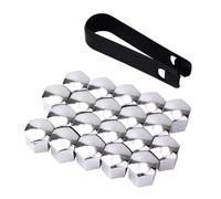 BOXOB 20pcs Cache-Écrous Hexagonaux 19mm, Capuchons de Boulon de Roue avec Outil Démontage pour la Plupart des Voitures (Argent)